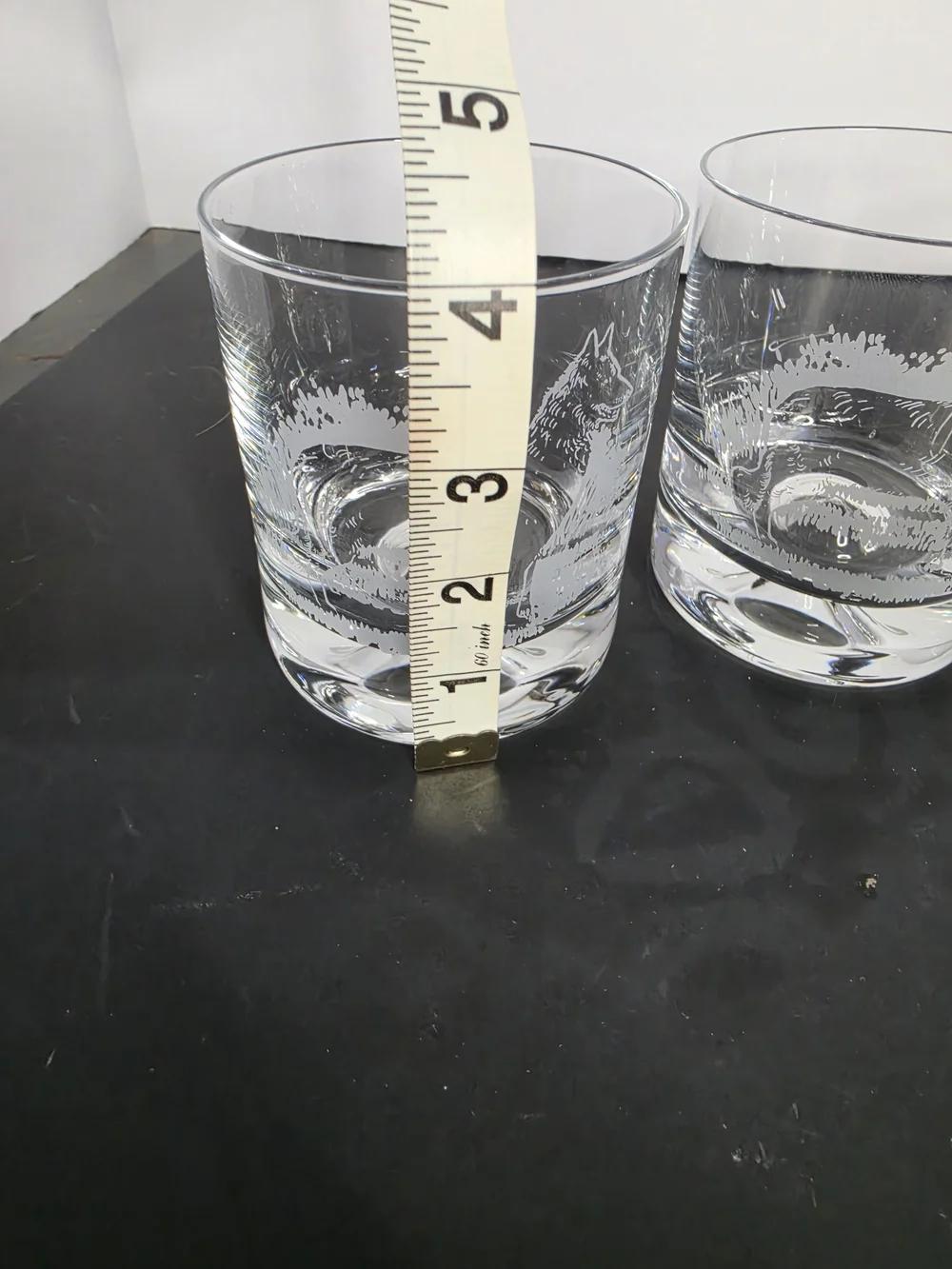 Set of 4 Clear Glass Whiskey Tumblers with Bearded Collie Etching - Clear